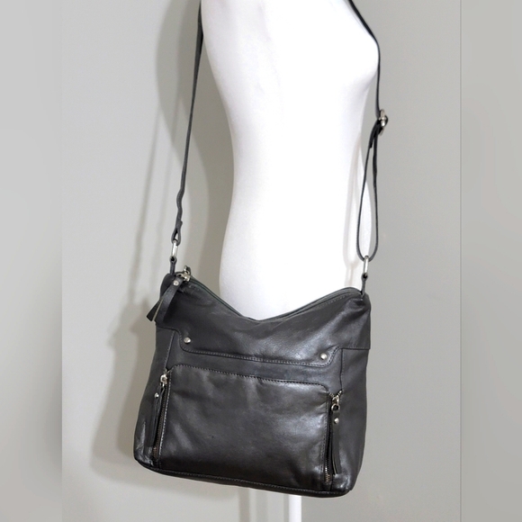 Great American Leather Works Handbags - Great American Leather Works 100% Leather Gray Crossbody Bag/Purse